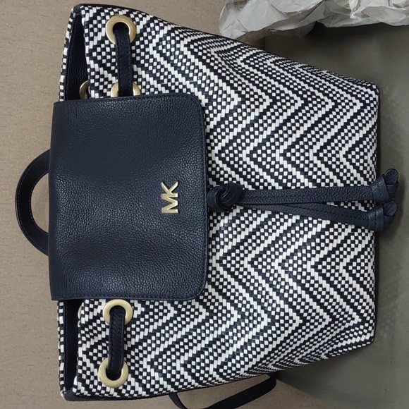 Michael Kors Junie Woven Leather Backpack - Picture 1 of 7